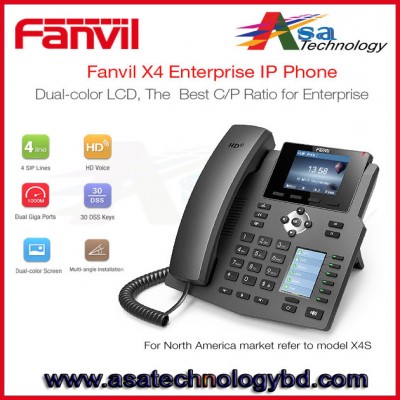 Enterprise Multi Color Ip Phone Screens Gigabit Phone Fanvil X4g 4 Line