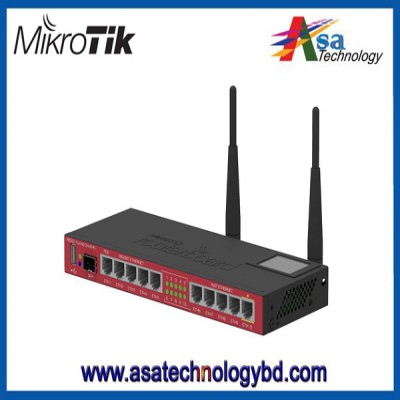 MikroTik RB2011UiAS-2HnD-IN Router BOARD antennas, power supply, touch screen LCD panel, fiber-enabled
