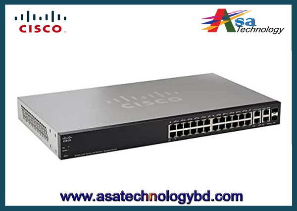 CISCO Network Switch SF300-24PP 24-Port 10/100 PoE+ Managed Switch w/Gig Uplinks (SF300-24PP-K9-NA)