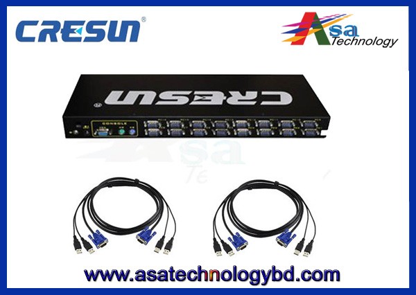 16 Port PS/2-USB VGA KVM Switch with 17in LCD Console