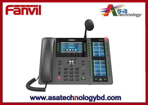 Enterprise VoIP Phone, 4.3-Inch Color Display, Two 3.5-Inch Side Color Displays for DSS Keys. 20 SIP Lines, Dual-port Gigabit Ethernet, Fanvil X210