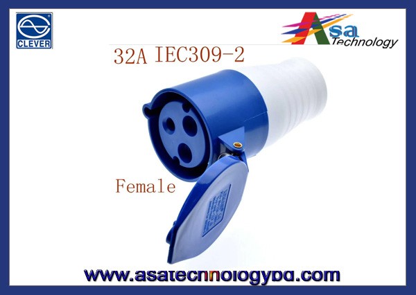 16A/32A Industrial Socket Female 220V 16A/32A Waterproof Blue Industrial Sockets Splutter Connector Indoor/Outdoor