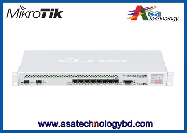 Mikrotik CCR1036-8G-2S+ 36 core CPU, Cloud Core Router, 8x Gigabit ports, 2x SFP+ ports, Color touch screen LCD, 4GB.